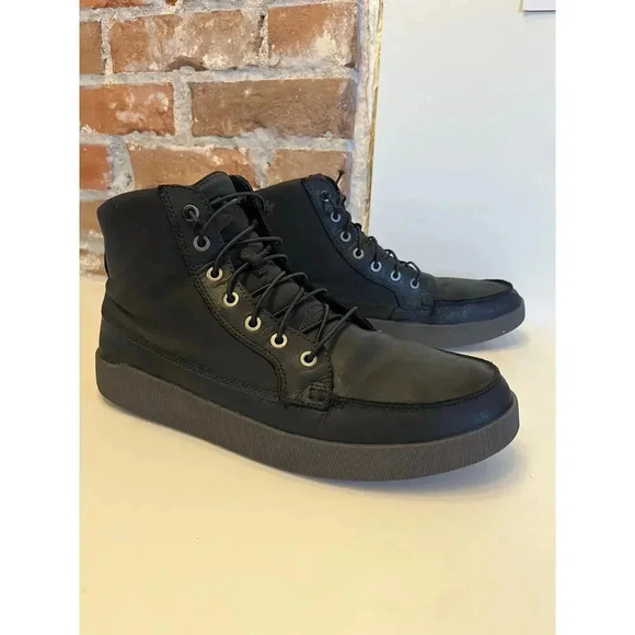 OluKai‎ Black Leather Waterproof Boots Men’s Size US 12/EU 45 - Picture 2 of 7